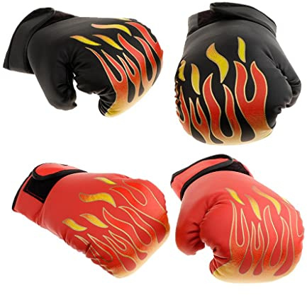 MotiveTech Niños Niño Taekwondo Sparring Guantes MMA Equipo de Protección de Manos Azul S, Negro y Rojo 7 Pulgadas