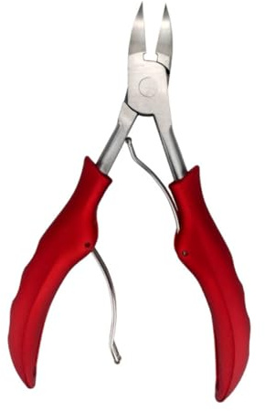 Vaguelly Alicates Uñas Inoxidable Doble con Mango de Goma Rojo para Pedicura y Manicura Casa Herramienta Cortaúñas Profesional para Uñas Gruesas y Encarnadas