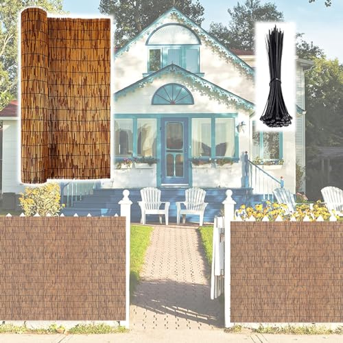 Rotoli di recinzione in bambù naturale, decorativi, per esterni, 6 m e 1,8 m di altezza, ideali per cortile, portico, piscina e tetto. Dimensioni: altezza 15 x lunghezza 90 m