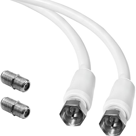 JagFond Cavo coassiale per antenna TV, RG6, 1 m, connettore F femmina, 75 Ohm, cavo coassiale RG6 ad alta velocità per router digitale, TV, satellite, decoder via cavo, 1 m