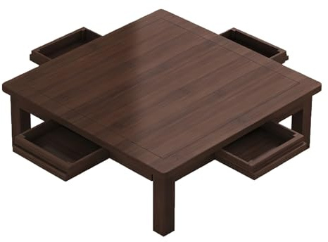 Schwarznussbaumfarben Niedriger Viereckiger Tisch Bambus Schubladen Tisch Erker Teezimmer Arbeitszimmer(70 * 70 * 47)