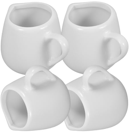 Mini Pot à Lait en Céramique Verseur 4 Pièces | Poignée Confortable, pour Sauce et Café à Maison, Lot de Quatre, Style Simple et Chic