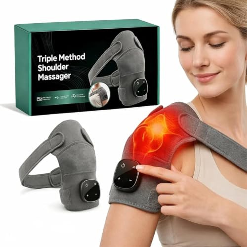 Triple Método De Masajeador De Hombro Hewelth - Compresa Caliente, Masaje Y Presión, Ajustable, Alivia El Dolor En La Articulación Del Manguito Del Hombro