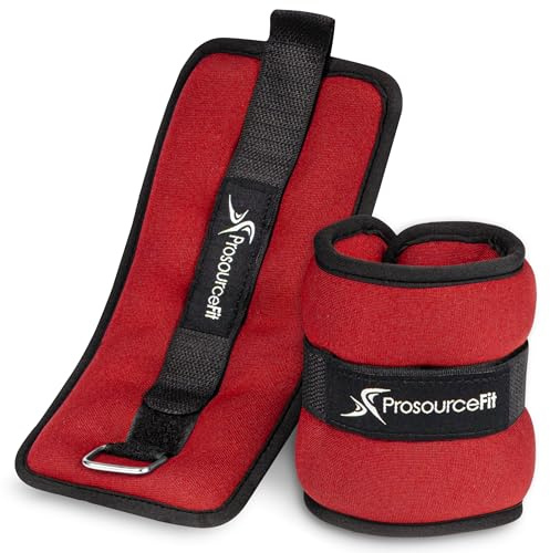 ProSource fotled handled vikter set om 2, justerbar komfort passform, 1 till 5 lb för damer, herrar eller barn, 1,5 pund, röd-1,5 lb
