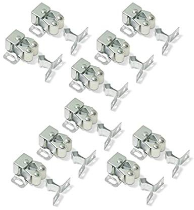 EMUCA 1275505 Lot de 10 Fermetures à double Galet pour porte battante de Meuble, Zingué