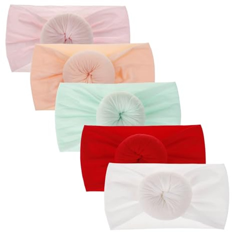 DRESHOW 5 Pièces Bébé Bandeaux Bébé Fille Bandeau Cheveux Bande de Cheveux Arc Bande de Cheveux Bandeaux Accessoires Bébé Fille Enfant Turban Bandeau