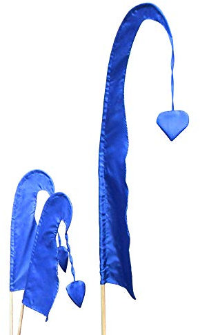 DEKOVALENZ - Balifahne Little SANUR mit Holzstange, mit herzförmiger Spitze, versch. Farben+Längen, Fahnenlänge:55 cm, Farbe:blau