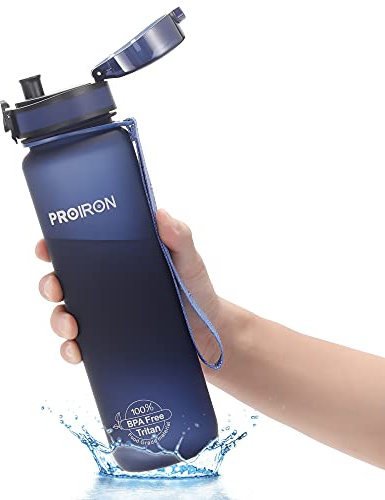 PROIRON Vattenflaskor, BPA-fri tritan water bottle för cykel löpning cykling gym, läckagefria sportvattenflaskor 500 ml/1 l med flip-topplock, filter och proteinblandare ingår
