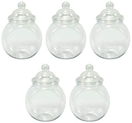 Britten & James 650ml Clear Plastic Jars with Victorian Lids (Pack of 5) | Stylish Sweetie and Storage Jar
