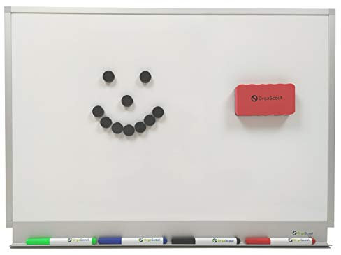 OrgaScout Whiteboard Set - 40cm x 60cm Querformat - Magnettafel mit lackierter Stahloberfläche - mit Tafelwischer, 10 schwarzen Magneten und 4 farbigen Boardmarkern