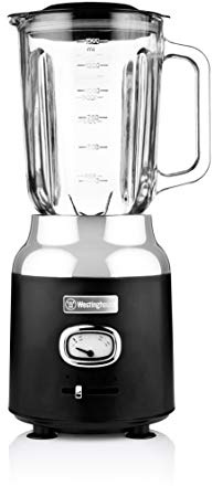 Westinghouse Retro-Standmixer, 1,5 L, Smoothie-Maker & Eiscrusher, 4 Geschwindigkeiten, Glaskanne, 600 W, schwarz