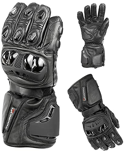GEARX Torque Guantes de piel impermeables de invierno, 4 protecciones de carbono para motocicleta