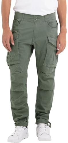 Replay Joe Regular Fit - Pantalón Cargo para Hombre de algodón cómodo, Aviator Green 703, 30W x 34L