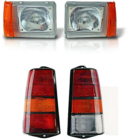 Generico Fanali Stop Posteriori Fari Fanali Anteriori KIT per Panda 141-141A prodotte dal 1986 al 2003 52470 + 52480 + 34400/1 + 34410/1 e lampade