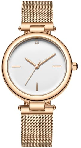 rorios Damen Uhren Wasserdicht Analog Quarz Armbanduhr mit Mesh Edelstahlarmband Minimalist Damen Uhr Mode Uhren für Frauen Mädchen