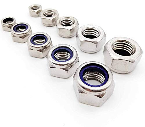 Cfty Sicherungsmutter M2 M2.5 M3 M3,5 M4 M5 M6 M8 M10 M12 M16 304 Edelstahl-Sechskant-Sechskant-Nylon-Einsatz Self-Lock-Nuss-Sicherungsmutter (2/5/10 / 50pcs)(M2.5 50pcs)
