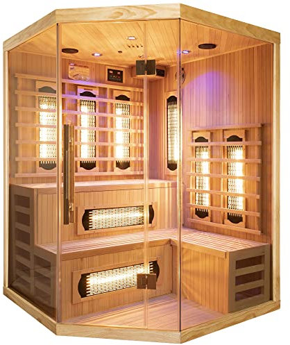 GLOBAL RELAX® | DHARANI S5 Infrarotsauna 5 Personen | Hautpflege I Immunsystemstärkung I Entgiftung | Muskelentspannung I Stressabbau | Farbtherapie | USB I MP3 I Smartphone-Anschluss