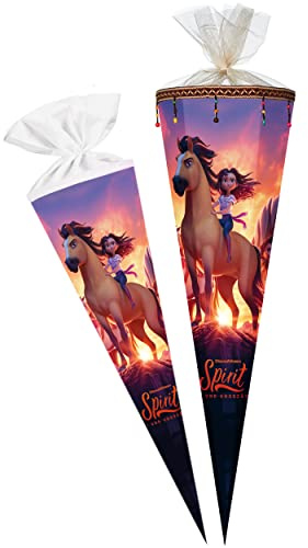 alles-meine.de GmbH Schultüte - Pferd - Spirit 70-85 cm Größe wählbar Zuckertüte - Tüllabschluß/Filzabschluß - eckig/rund - Mädchen - klein & groß - Geschenktüte - Sc..