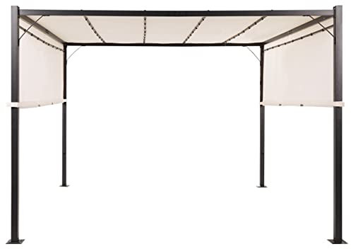 Garten Pergola 310x310 cm Sonnenschutz Metallrahmen LED Beleuchtung Beige Parga