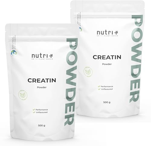 Nutri + Creatin Monohydrat 1 kg / 1000 g - Kreatin Pulver 99,99% rein - hochdosiert ultrafein vegan neutral - Creatine Powder Mesh 200 ohne Geschmack