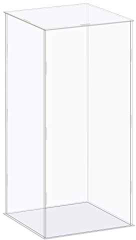 sourcing map Acrylic Display Case Box Clear Dustproof Protection Showcase 16x16x36cm for Collectibles Display