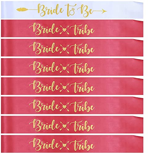 Schärpe für Junggesellinnenabschied, 8 Stück, Brautstamm, Brautjungfern, Schärpen für Brautparty, Team-Braut, Junggesellinnenabschied, Junggesellinnenabschied, Hochzeitsfeier (Rose)