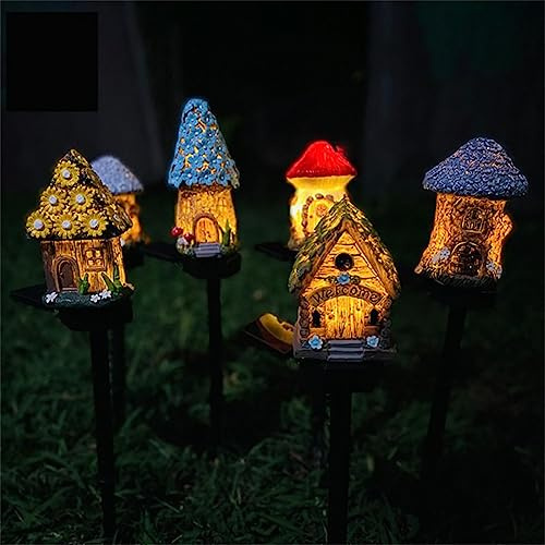 BOBVB 7pcs Solar Fairy Lights Garden Gnome Statues Outdoor Waterproof Mushroom Lights Resin Yard Owl for Patio Mushroom Lawn Statue for Patio Lawn Party Decorations