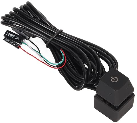 Sxhlseller Interrupteur d'alimentation Externe pour PC, Bouton d'alimentation pour Ordinateur de Bureau, clé Mécanique avec Interrupteur Bleu, Prise en Charge Rétroéclairée (Lumière Verte 4m)