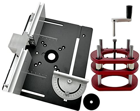 HJJP Base per fresa per legno + sollevatore per router + piastra di inserimento tavolo in alluminio, strumenti per incisione per motori di diametro 65 mm, set da sogno per appassionati di lavorazione