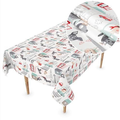 Wachstuch Tischdecke abwaschbar Wachstischdecke Plastik-Tischdecke Meterware eckig rund oval Kinder Geburtstag Grau 100x140cm
