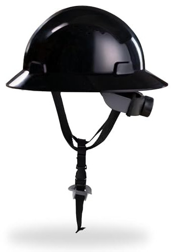 AnTools Black Full Brim Hard Hat, OSHA Approved Construction Helmets for Men, 4-Point Adjustable Suspension, ANSI Z89.1