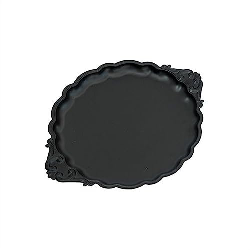 Plateau d'extérieur pour Table Basse, Plateau décoratif, Plateau en métal Vintage, Plateau de Service, Plateau de présentation de Bijoux, Plateau de thé de l'après-midi, Plateau de dim sum, Blanc/Or/