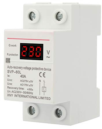 Protector, 230V 40A Recuperación automática Dispositivo de protección contra sobrevoltaje y bajo voltaje Protector de instalación en riel DIN Función de protección automática Rendimiento confiable Int