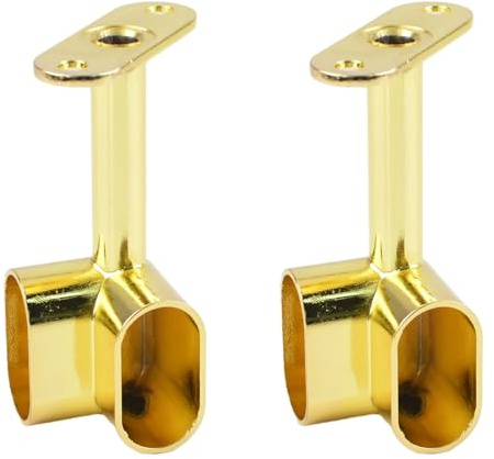 INCREWAY 2PCS Oval Corner Closet Rod Support Bracket 90° Heavy Duty Wardrobe Accessories Clothes Rail Flange Seat for Closet Rod, Gold