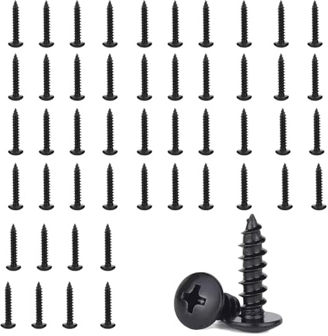 50 Pcs Black Self Tapping Screws, M4 x 30mm Multi Purpose Small Screw, Stainless Steel, Phillips Pan Head Bolts for Wood, Drywall and Furniture
