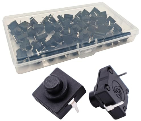 Gebildet 50Stück 12x12 Selbstverriegelnder Mikro-Mini-EIN/Aus-Schalter, 1.5A, 250V, Selbstsichernder Drucktastenschalter für DIY-SMD-Taschenlampen, Typ KAN-13