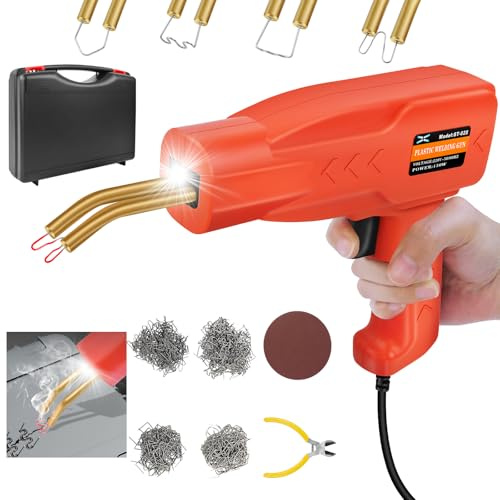 150W Plastic Welding Kit, Plastic Welding Machine Car Bumper Repair Kit with Plastic Welder, 800PCS Hot Staples, Plier and Plastic Suitcase, Plastic Welder Gun for Car Bumper Plastic Crack Repair