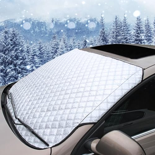 ZOCONE Protector Parabrisas Hielo Invierno Cubierta de Parabrisas Coche Cubre Parabrisas Exterior Protector Solar Parabrisas Funda para Parabrisas Protege de UV Sol Hielo Nieve Viento(140 * 95cm)