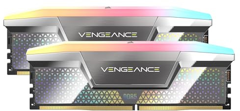 CORSAIR Vengeance RGB DDR5 CUDIMM 48Go (2x24Go) Jusqu'à 8000MHz Intel RAM | Mémoire pour Ordinateur de Bureau, Compatible Intel XMP 3.0, CL38, Argent, CMHC48GX5M2X8000C38