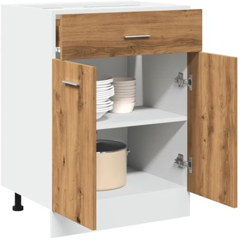 Xichuzi Armario Inferior Madera ingeniería Roble Artisan 60x46x81,5 cm, Muebles De Cocina, Mueble Bajo Cocina, Cocinas Completas, Mueble Fregadero, Auxiliar Bajo Fregadero - 856090