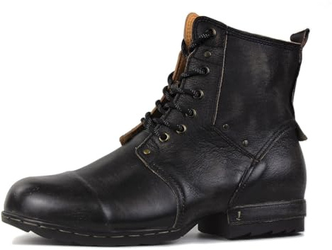 osstone Marron Vintage Bottes de Moto pour hommes Mode Zipper-up Bottes Retro Chukka en cuir Chaussures décontractées OS-6015-6-Vintage-FR-R