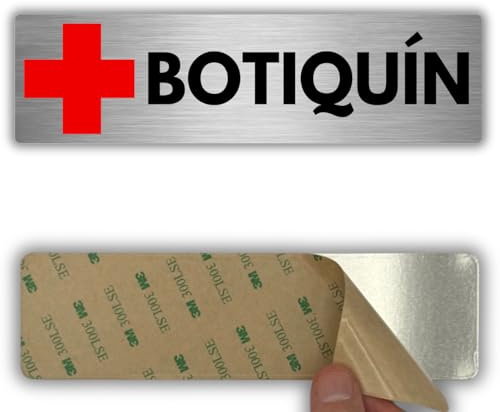 LEIASA | Señal Botiquín Primeros Auxilios - 5x18 cm - Aluminio - Urgencias | Cartel Botiquín, Placa Kit Emergencia, Rótulo Equipo Sanitario, Letrero Indicativo Puerta, Pegatina Identificativa Salud