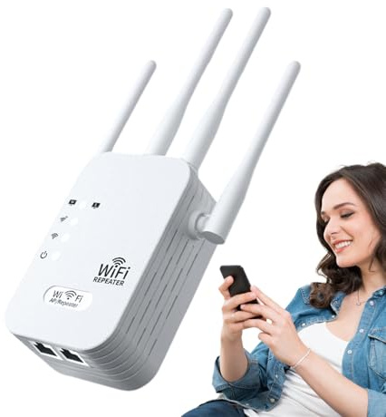 WiFi Extender & Wireless Repeater -1200 MBIT/S Band (5GHz/2.4 GHz) Booster con 4 Ethernet -Ports | Configuración rápida e informes extendidos
