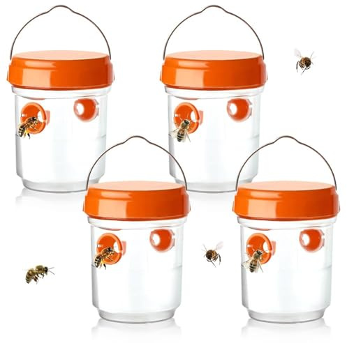 Générique 4 Pièges À Frelons Asiatiques, Suspension Extérieure pour Guêpes, Piège À Guêpes Double Canal, Piège À Insectes, (Orange)
