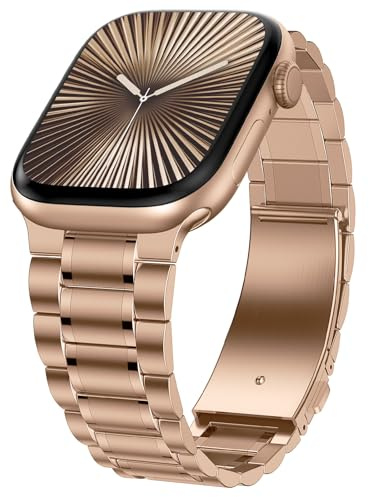 Dolstrap Edelstahlband Kompatibel mit Apple Watch Armband 42(Serie 11/10)/41/40/38mm, Herren/Damen Metall Ersatzband Armbänder Kompatibel für iWatch Serie 11 10 9 8 7 6 5 4 3 2 1 SE3/2/1, Roségold