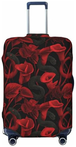 TZTTZT Housse de protection pour bagages – Housse de valise gothique serpent rouge imprimé lys calla pour valises, Noir , 29-32