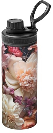 Bouteille d'eau de sport isotherme en acier inoxydable pour voyage, salle de sport en plein air (belles fleurs 1)