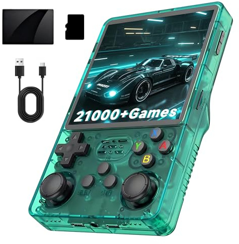 R36PLUS Retro Handheld Games Console 128G,Portable Wireless Video Games 4-inch IPS screen,Dual Joystick Retro Game Console Preload 21000+Classic Games with 12 Emulators, green