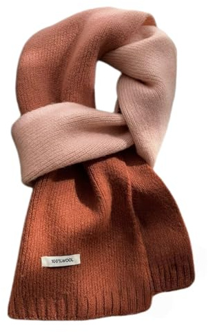 Generisch Damen Winterschal Wollschal Farbverlauf Strickschal - 100% Wolle - Weiche Warm Kaschmir Schal Herbst Winter Halswärmer Gestrickter Halsschal, 160 x 20 cm