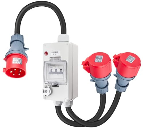 WSPIHO Starkstrom Adapter 32A auf 16A mit Leitungsschutzschalter,CEE Adapter 32A Stecker 16A Kupplung mit 2,5 mm² CEE Verlängerungskabel für Camping, Werkstatt, Baustelle und Außenbereich